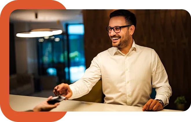 KWPMC Midwest staff member providing hospitality-driven management services and utilizing a high-end hospitality property management system.