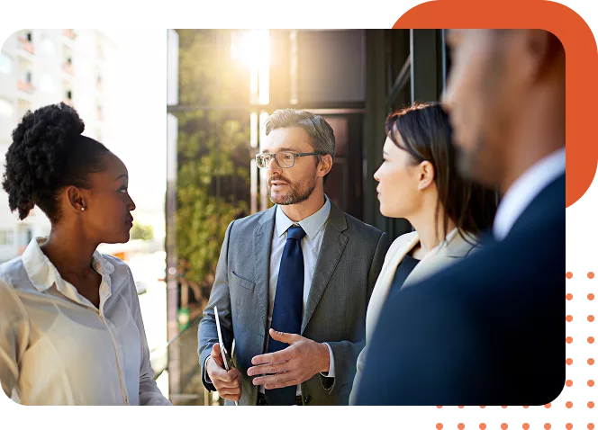 KWPMC Midwest leadership team discussing property management proposal and association management services for Chicago buildings.